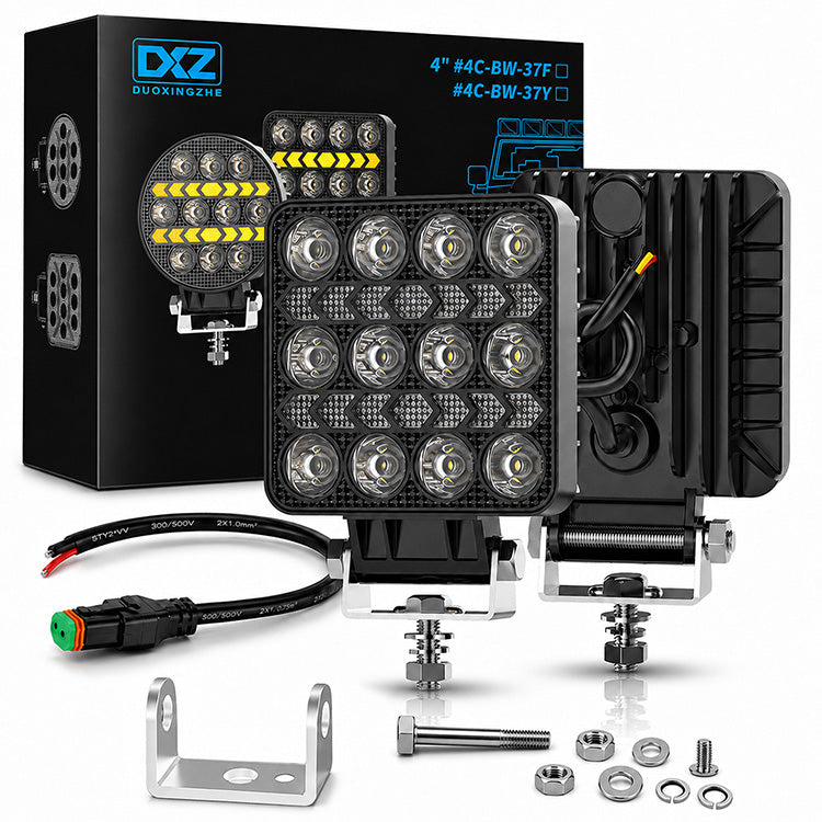 4-Inch Dual Color LED Pod Lights with White & Amber DRL (16.5W Spot Beam)