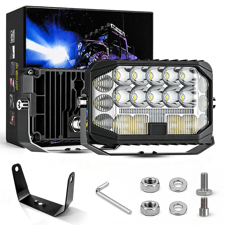 5-Inch LED Pod Lights - 2700LM Spot Flood Combo with Yellow DRL