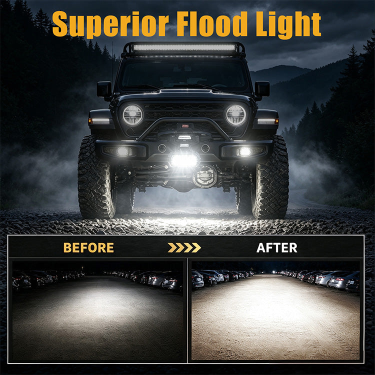 4-Inch Dual Color LED Pod Lights with White & Amber DRL (16.5W Spot Beam)
