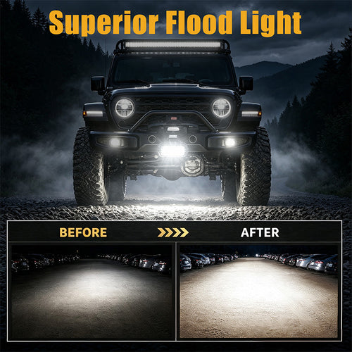 4-Inch Dual Color LED Pod Lights with White & Amber DRL (16.5W Spot Beam)