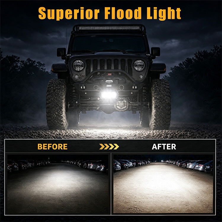 4-Inch Round LED Pod Lights with Amber DRL - 3600LM Spot Beam (17.9W)