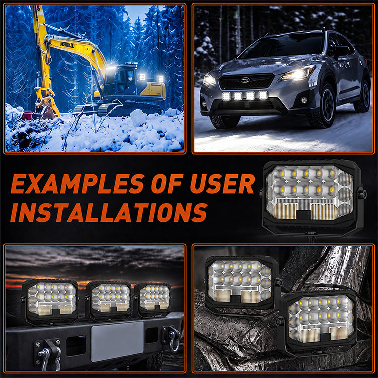 5-Inch LED Pod Lights - 2700LM Spot Flood Combo with Yellow DRL