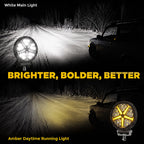 4-Inch Round LED Pod Lights with Amber DRL - 3600LM Spot Beam (17.9W)