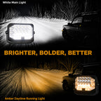5-Inch LED Pod Lights - 2700LM Spot Flood Combo with Yellow DRL