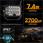 5-Inch LED Pod Lights - 2700LM Spot Flood Combo with Yellow DRL