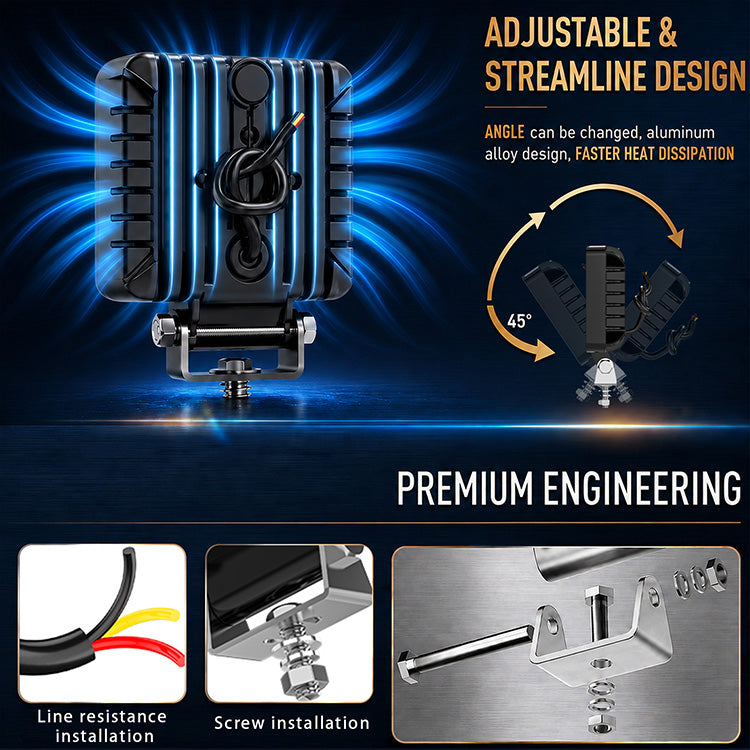 4-Inch Dual Color LED Pod Lights with White & Amber DRL (16.5W Spot Beam)