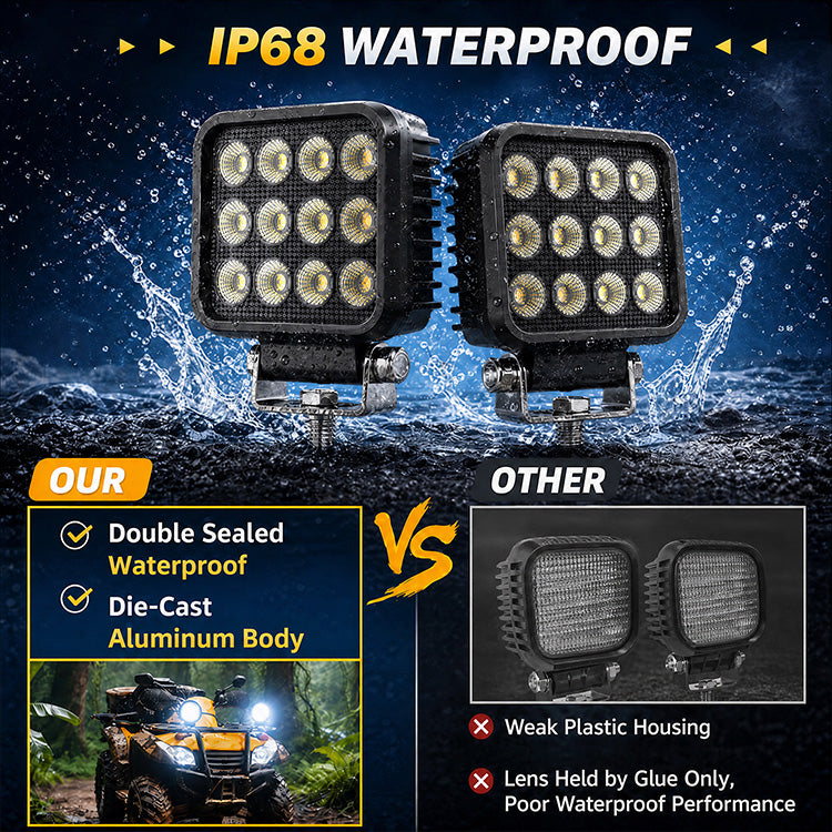 5-Inch 60W LED Pod Lights - Wide Flood Beam Cube Driving Lights