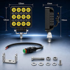 4-Inch Dual Color LED Pod Lights with White & Amber DRL (16.5W Spot Beam)