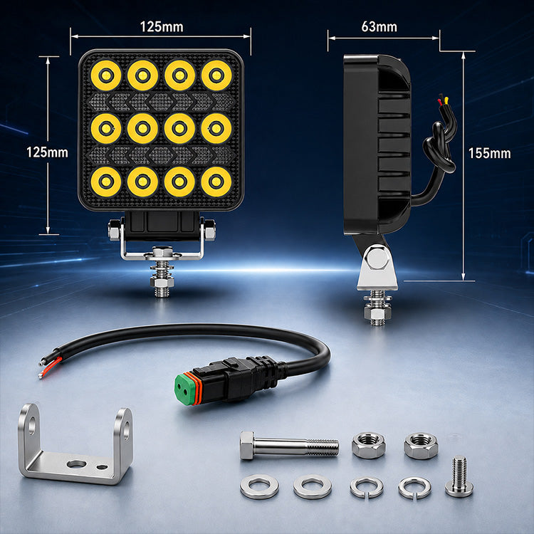 4-Inch Dual Color LED Pod Lights with White & Amber DRL (16.5W Spot Beam)