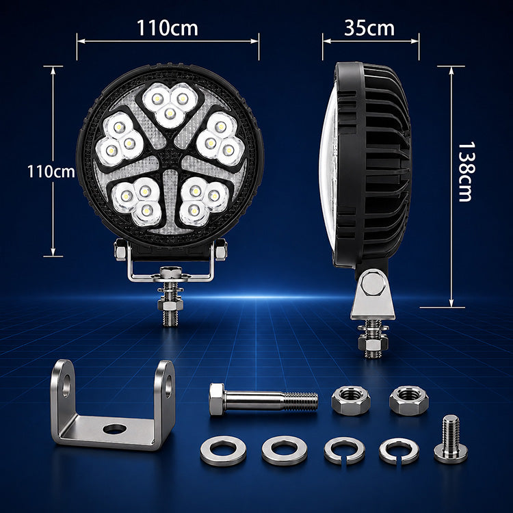 4-Inch Round LED Pod Lights with Amber DRL - 3600LM Spot Beam (17.9W)