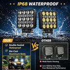 4-Inch Dual Color LED Pod Lights with White & Amber DRL (16.5W Spot Beam)