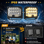 5-Inch LED Pod Lights - 2700LM Spot Flood Combo with Yellow DRL
