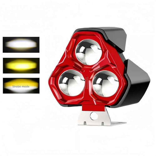 30W 3200LM 3-Lens Motorcycle Auxiliary Light - AC/DC 8-80V Spotlight