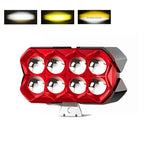 80W 7000LM 8-Lens Motorcycle Auxiliary Light - AC/DC 8-80V Spotlight