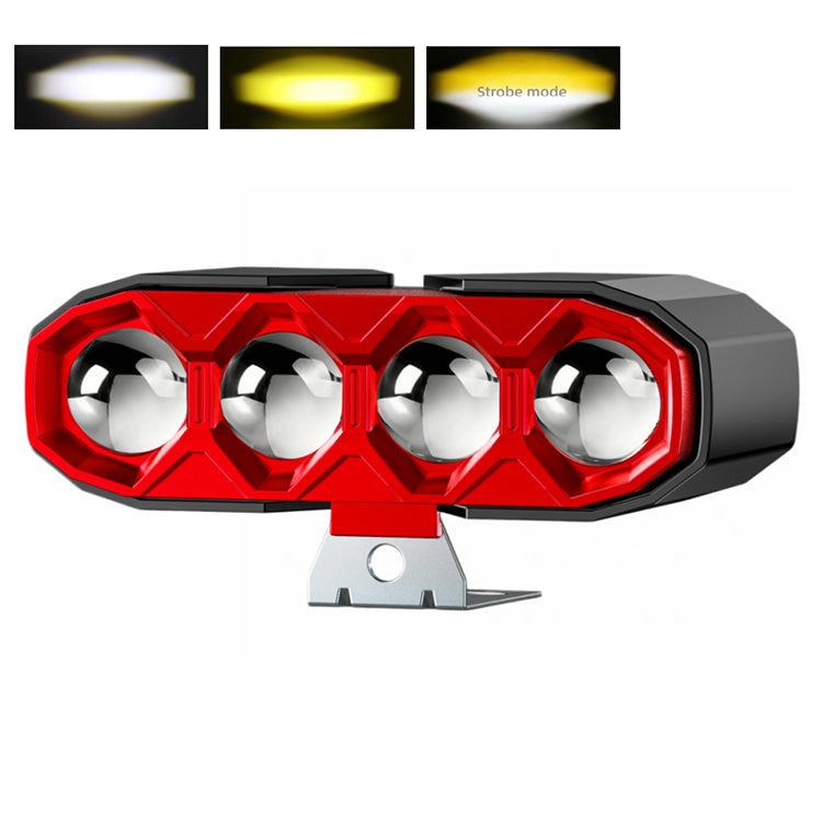 40W 4500LM 4-Lens Motorcycle Auxiliary Light - Yellow White & Strobe