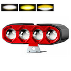 40W 4500LM 4-Lens Motorcycle Auxiliary Light - Yellow White & Strobe