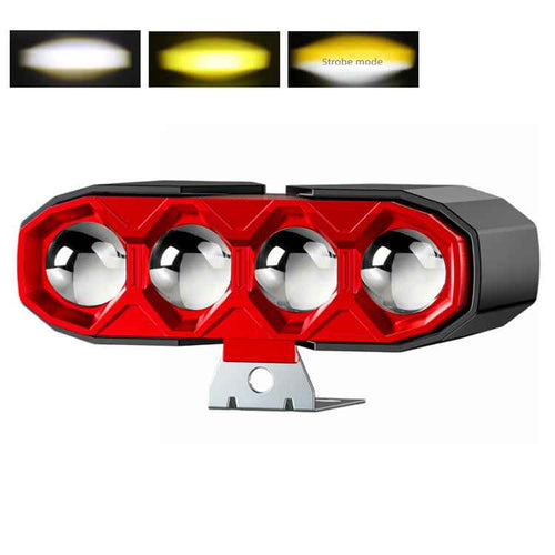 40W 4500LM 4-Lens Motorcycle Auxiliary Light - Yellow White & Strobe
