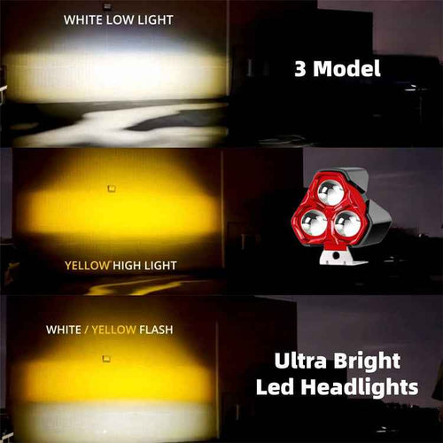 30W 3200LM 3-Lens Motorcycle Auxiliary Light - AC/DC 8-80V Spotlight