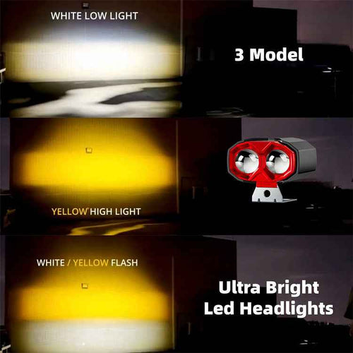 20W 2400LM 2-Lens Motorcycle Auxiliary Light - AC/DC 8-80V Spotlight