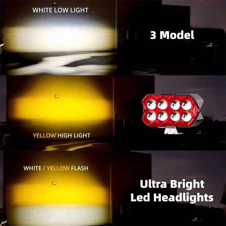 80W 7000LM 8-Lens Motorcycle Auxiliary Light - AC/DC 8-80V Spotlight