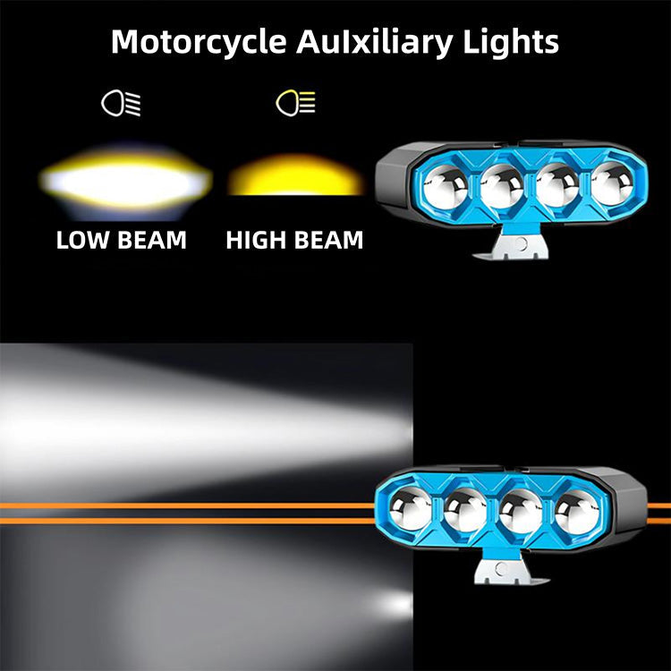 40W 4500LM 4-Lens Motorcycle Auxiliary Light - AC/DC 8-80V Spotlight