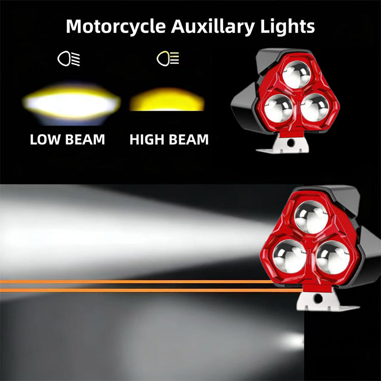 30W 3200LM 3-Lens Motorcycle Auxiliary Light - AC/DC 8-80V Spotlight