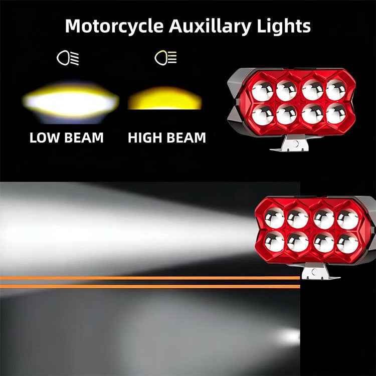 80W 7000LM 8-Lens Motorcycle Auxiliary Light - AC/DC 8-80V Spotlight