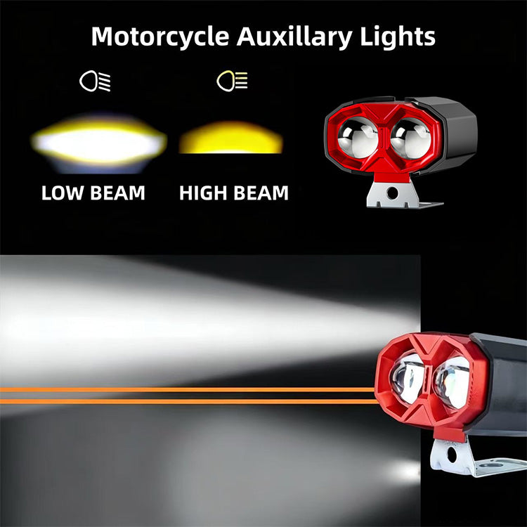 20W 2400LM 2-Lens Motorcycle Auxiliary Light - AC/DC 8-80V Spotlight