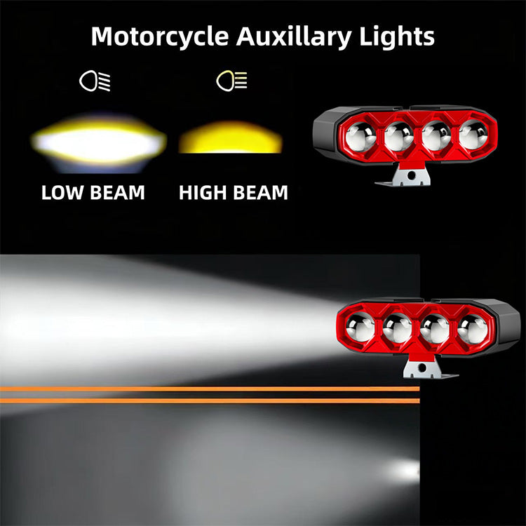 40W 4500LM 4-Lens Motorcycle Auxiliary Light - Yellow White & Strobe