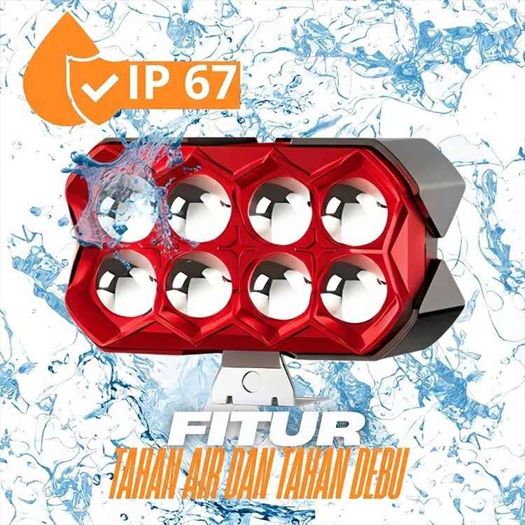 80W 7000LM 8-Lens Motorcycle Auxiliary Light - AC/DC 8-80V Spotlight