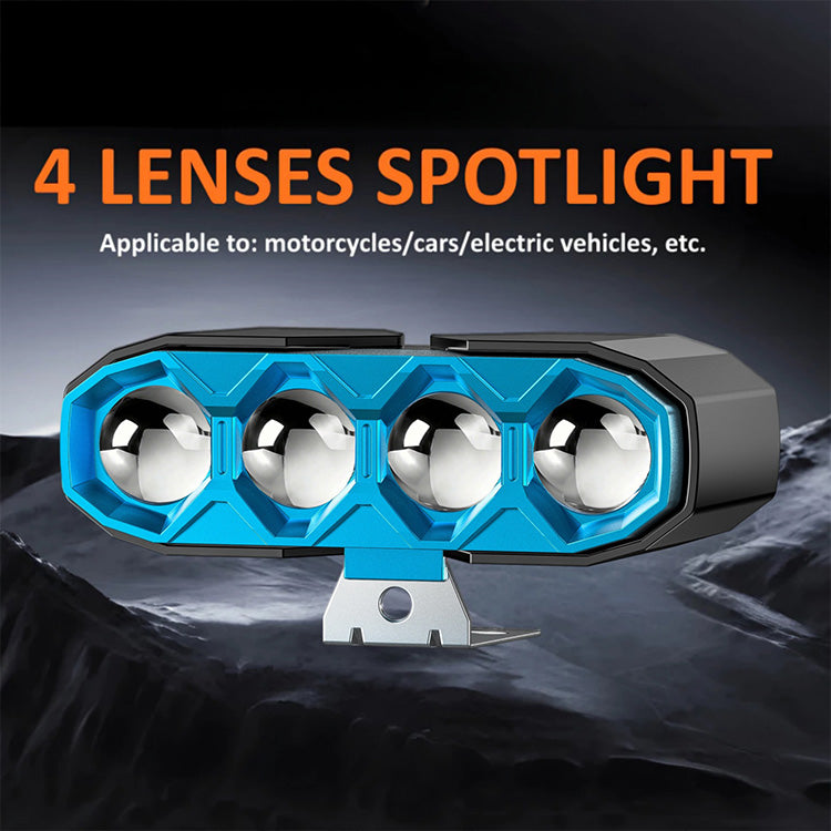 40W 4500LM 4-Lens Motorcycle Auxiliary Light - AC/DC 8-80V Spotlight