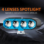 40W 4500LM 4-Lens Motorcycle Auxiliary Light - AC/DC 8-80V Spotlight
