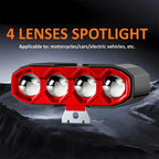40W 4500LM 4-Lens Motorcycle Auxiliary Light - Yellow White & Strobe