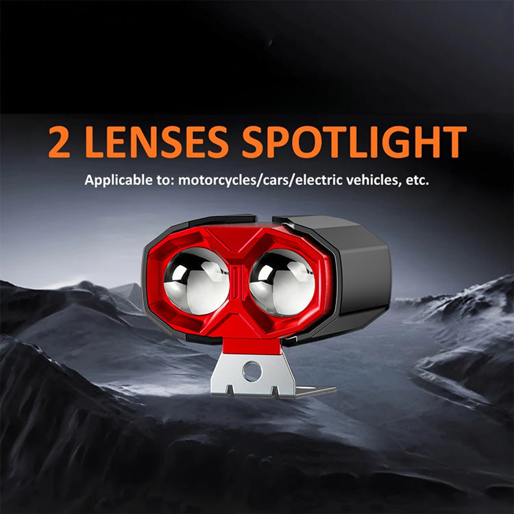 20W 2400LM 2-Lens Motorcycle Auxiliary Light - AC/DC 8-80V Spotlight