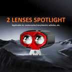 20W 2400LM 2-Lens Motorcycle Auxiliary Light - AC/DC 8-80V Spotlight