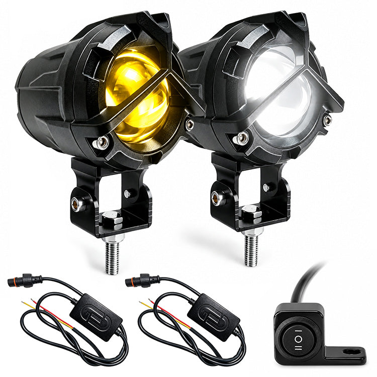 7000LM Large Motorcycle LED Auxiliary Fog Lights - 2-Pack (35W)