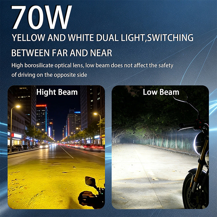 7000LM Large Motorcycle LED Auxiliary Fog Lights - 2-Pack (35W)