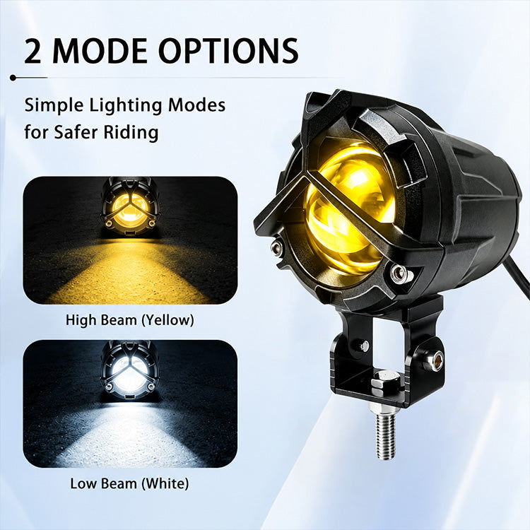 7000LM Large Motorcycle LED Auxiliary Fog Lights - 2-Pack (35W)