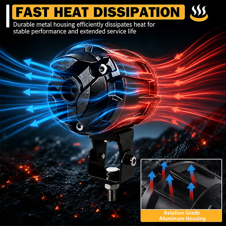 7000LM Large Motorcycle LED Auxiliary Fog Lights - 2-Pack (35W)