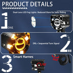 Wireless Motorcycle Auxiliary Lights | 120W 15000LM DRL Combo