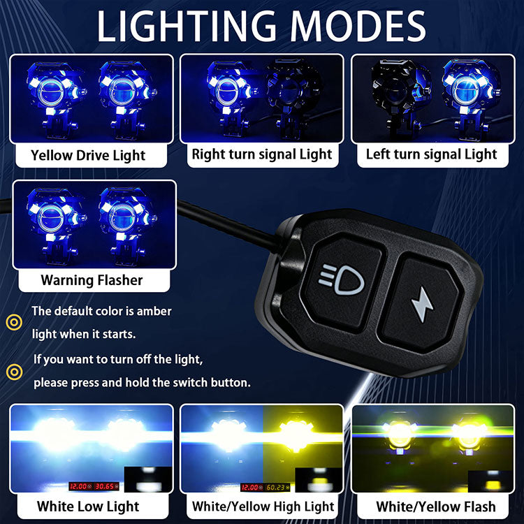 Wireless Motorcycle Auxiliary Lights | 120W 15000LM DRL Combo