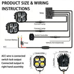 120W Wireless Motorcycle Auxiliary Lights - Combo DRL & Turn Signal