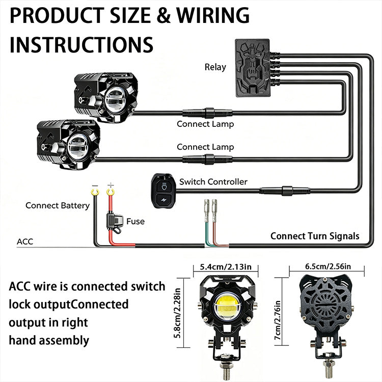 Wireless Motorcycle Auxiliary Lights | 120W 15000LM DRL Combo