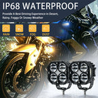 120W Wireless Motorcycle Auxiliary Lights - Combo DRL & Turn Signal