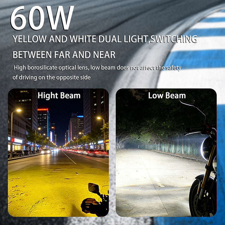 Motorcycle Driving Lights 8-80V 60W 6000LM LED Fog Lights (Black 2 Pack)
