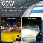 Motorcycle Driving Lights 8-80V 60W 6000LM LED Fog Lights (Black 2 Pack)