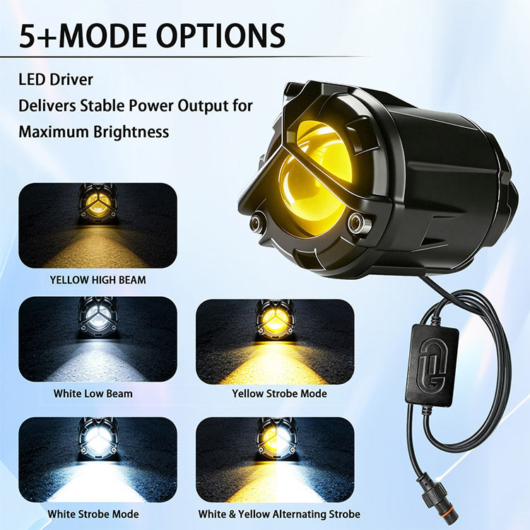 Motorcycle Driving Lights 8-80V 60W 6000LM LED Fog Lights (Black 2 Pack)