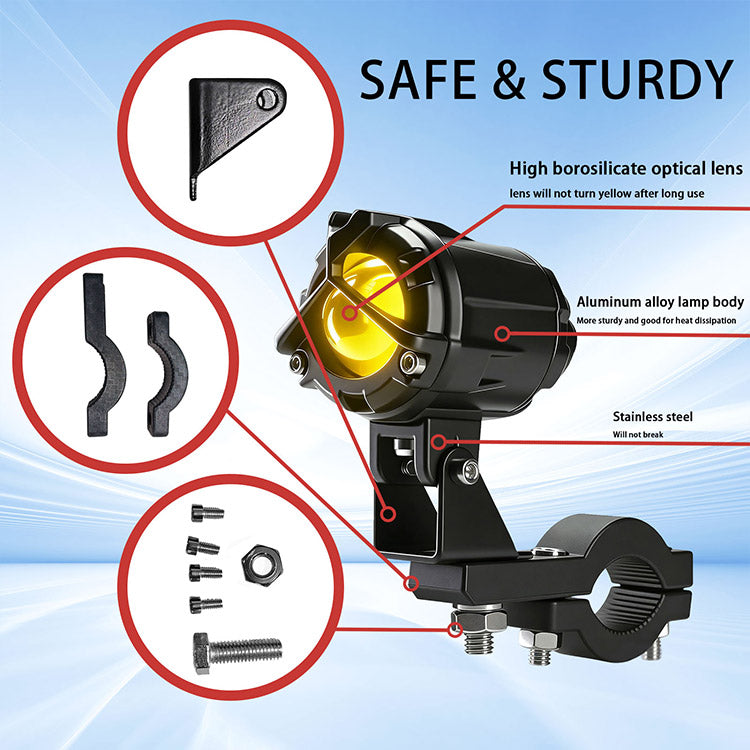 Motorcycle Driving Lights 8-80V 60W 6000LM LED Fog Lights (Black 2 Pack)