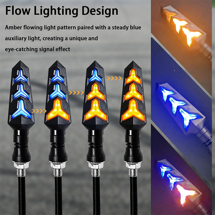 DC12V Motorcycle LED Turn Signals - Amber Flowing Light Indicators