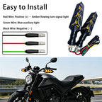 DC12V Motorcycle LED Turn Signals - Amber Flowing Light Indicators